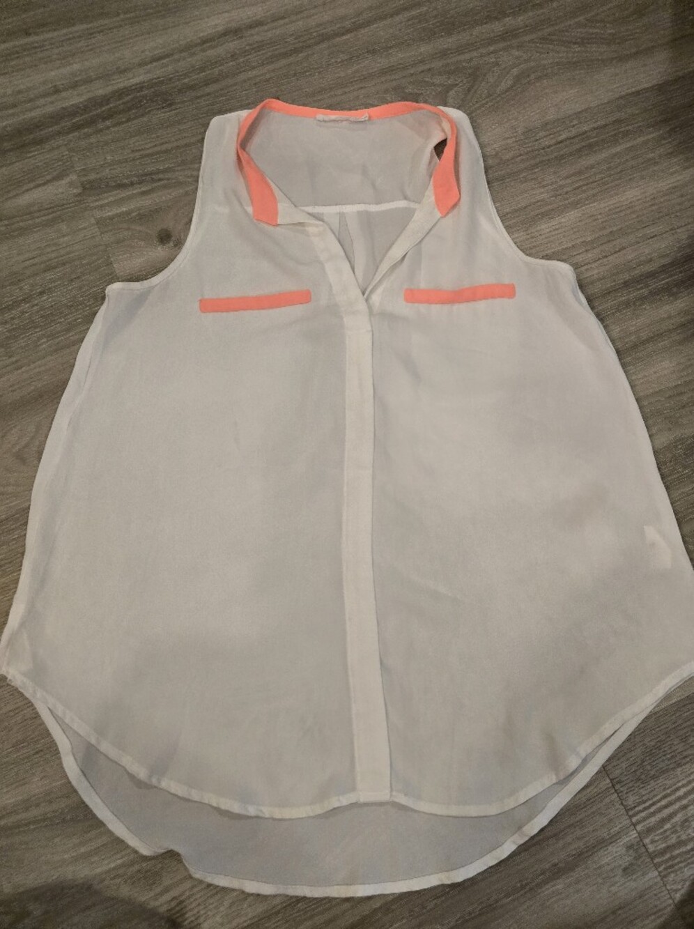 Lush White Top with Neon Coral Edge